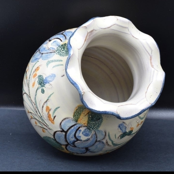 Hand Painted Floral Terracotta Vase, 5" - Picture 3 of 9